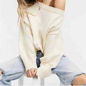 FREE  People Oversized Sweater in Ivory